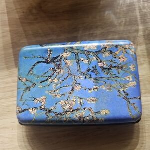 Blue Floral Card Holder with Blossom Art
